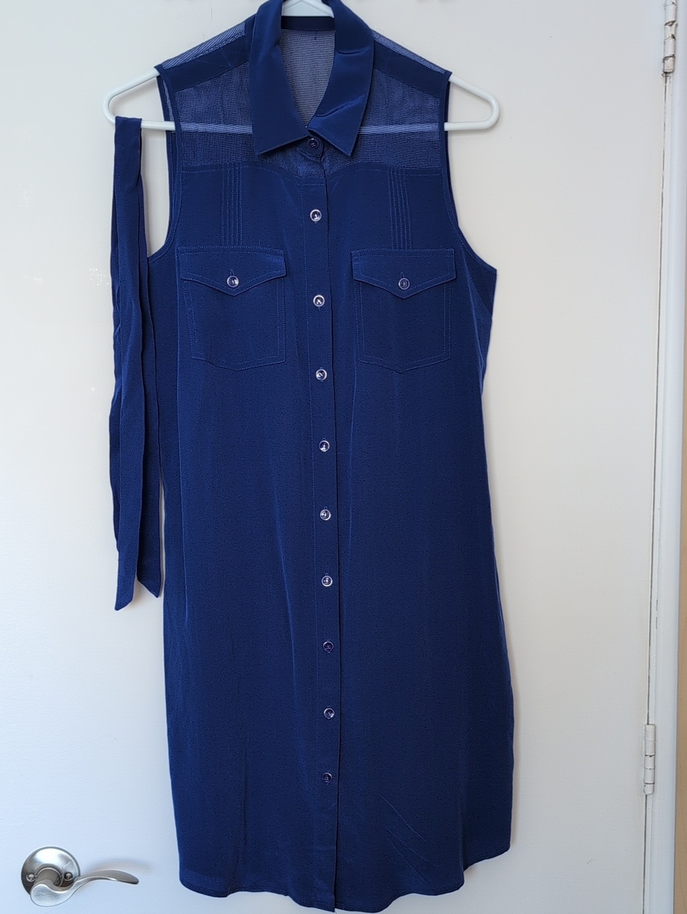Sleeveless Button-Front Midi Dress in Navy